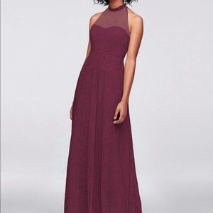 Chantilly Lace A-Line Bridesmaid Dress Wine